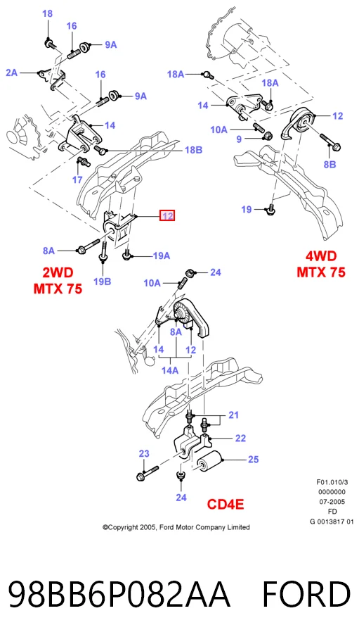 Taco de motor Ford Mondeo II (1996-2000)