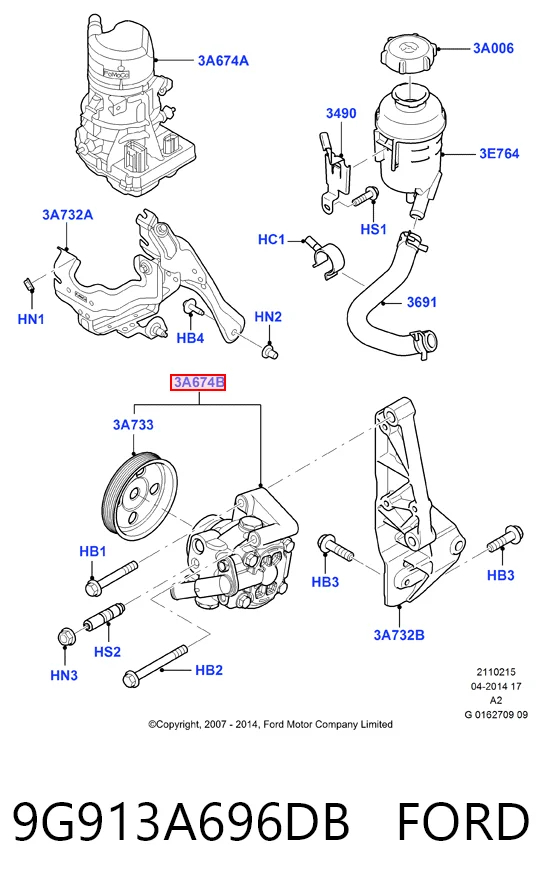 9G913A696DB Ford Bomba hidráulica de dirección
