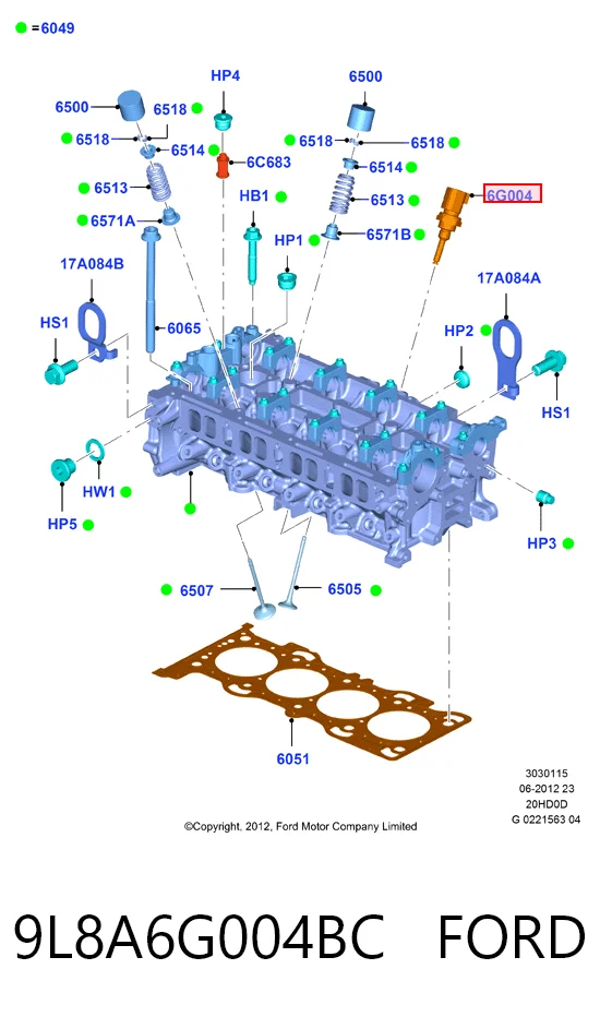 9L8A6G004BC Ford Sensor de temperatura de aceite del motor