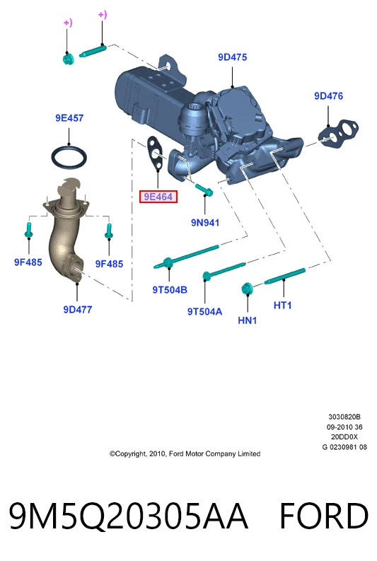 Junta de válvula EGR 9M5Q20305AA FORD