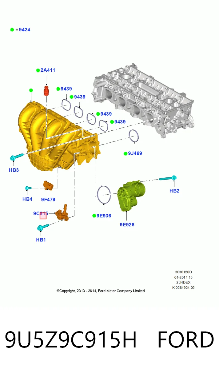 9U5Z9C915H Ford Válvula de ventilación de gases del tanque de combustible