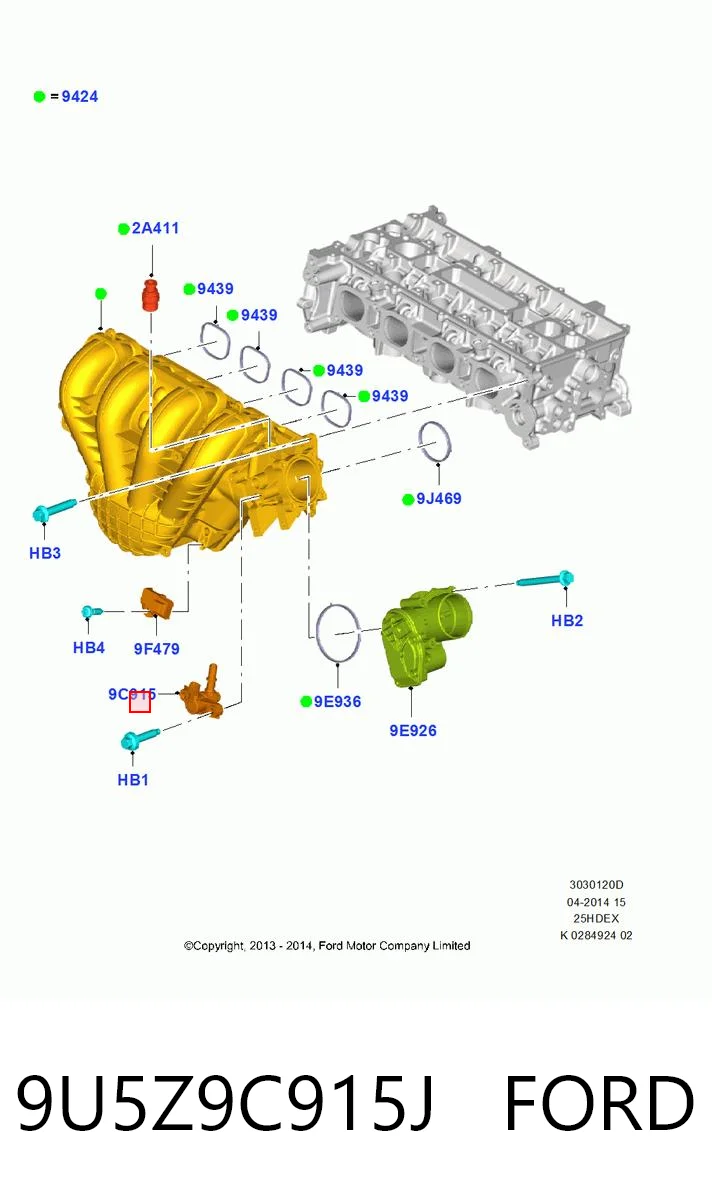 9U5Z9C915J Ford Válvula de ventilación de gases del tanque de combustible