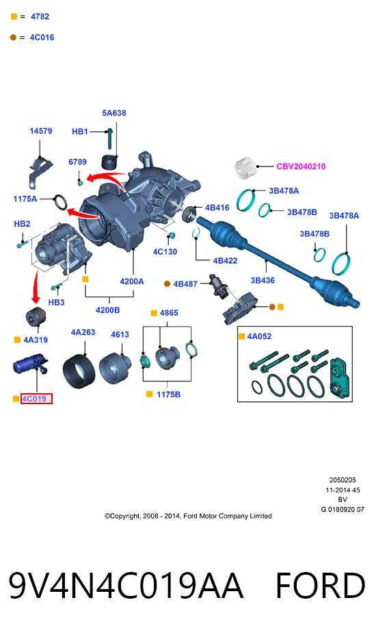 9V4N4C019AA Ford Bomba de la unidad Haldex