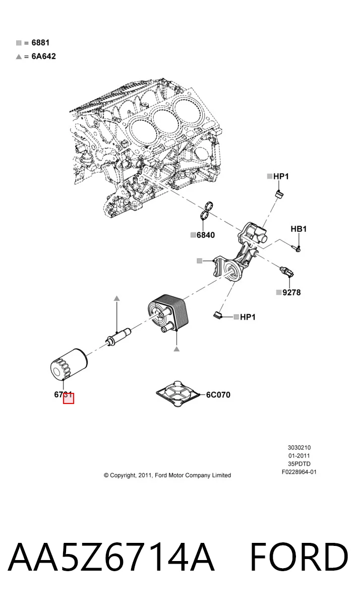 AA5Z6714A Ford Filtro aceite