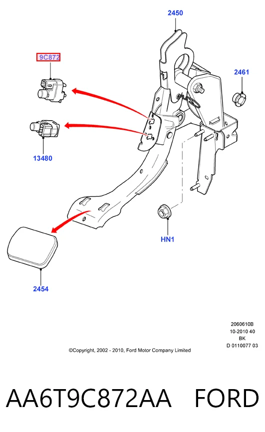 AA6T9C872AA Ford Interruptor luces de freno
