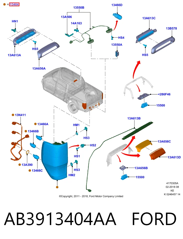 Piloto trasero derecho AB3913404AA FORD
