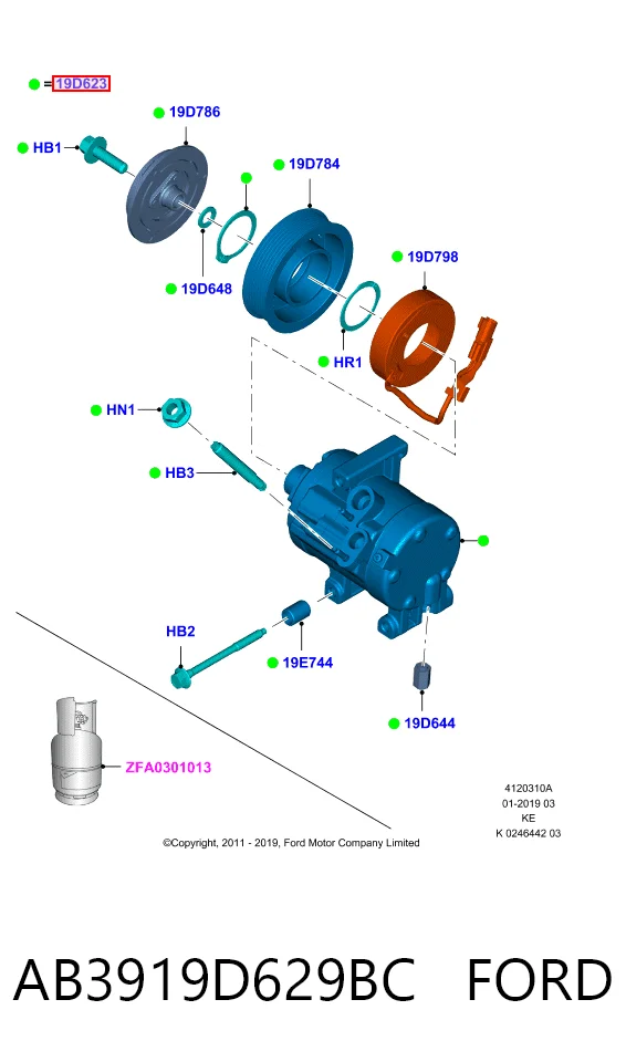 AB3919D629BC Ford Compresor climatizador