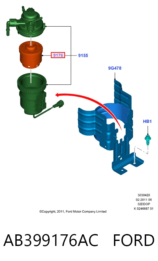 AB399176AC Ford Filtro de gasolina