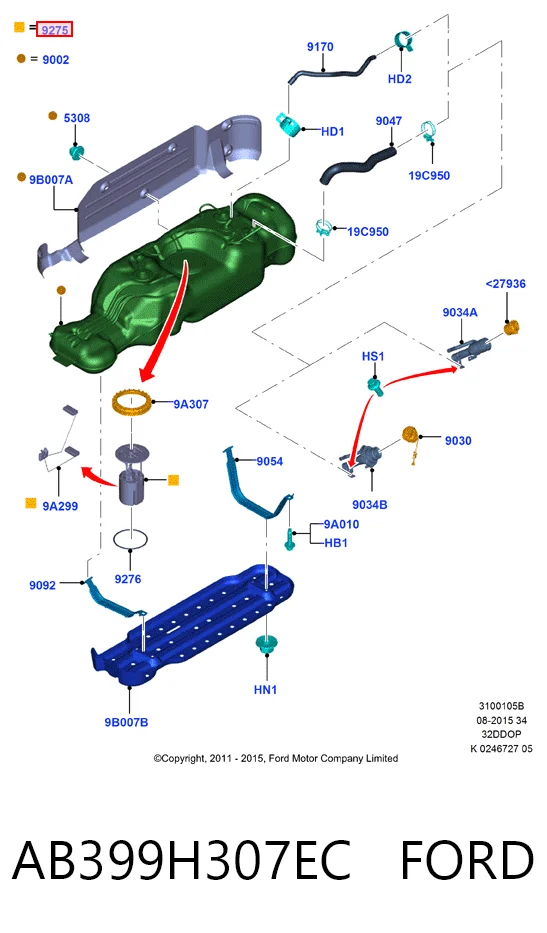 AB399H307EC Ford Módulo de alimentación de combustible