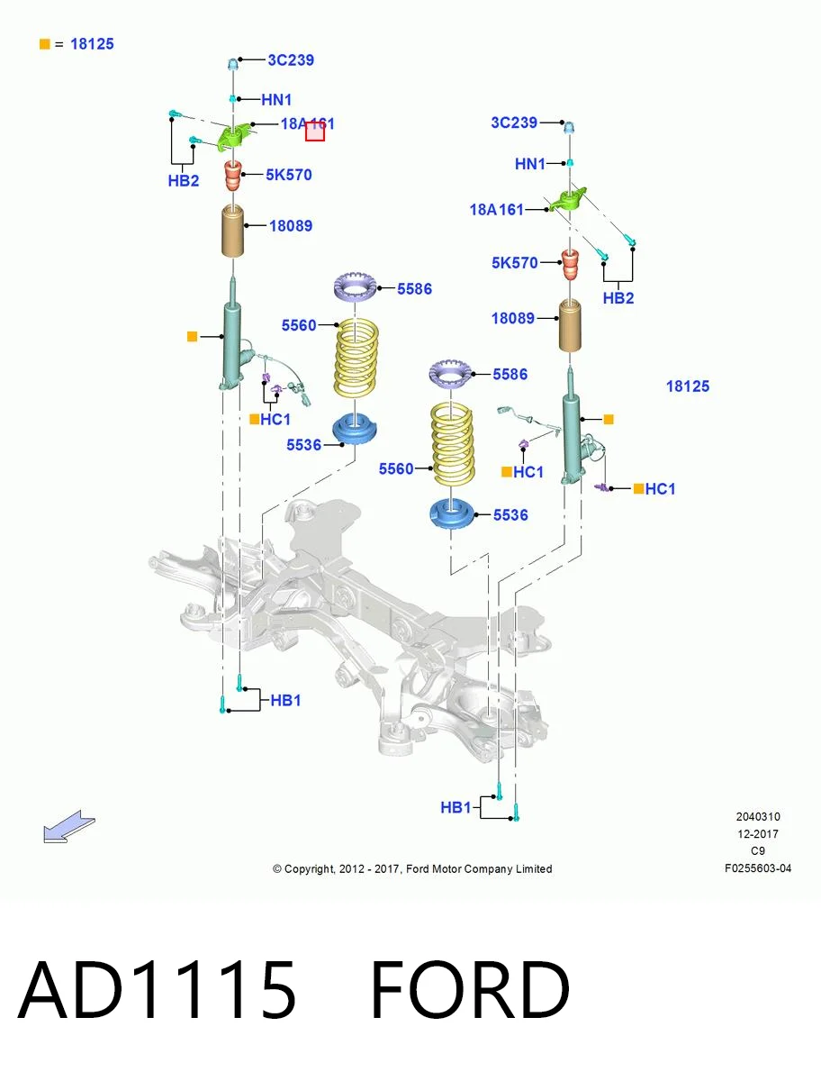 AD1115 Ford Soporte amortiguador trasero