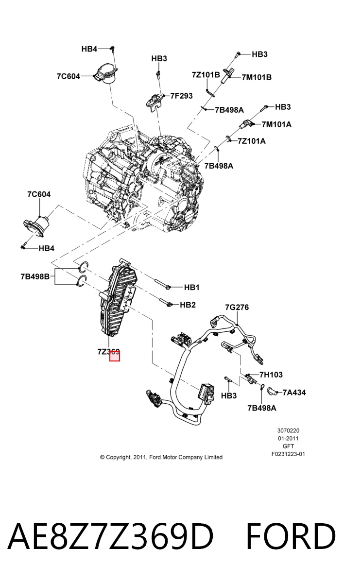 AE8Z7Z369D Ford Módulo de control electrónico de la transmisión automática