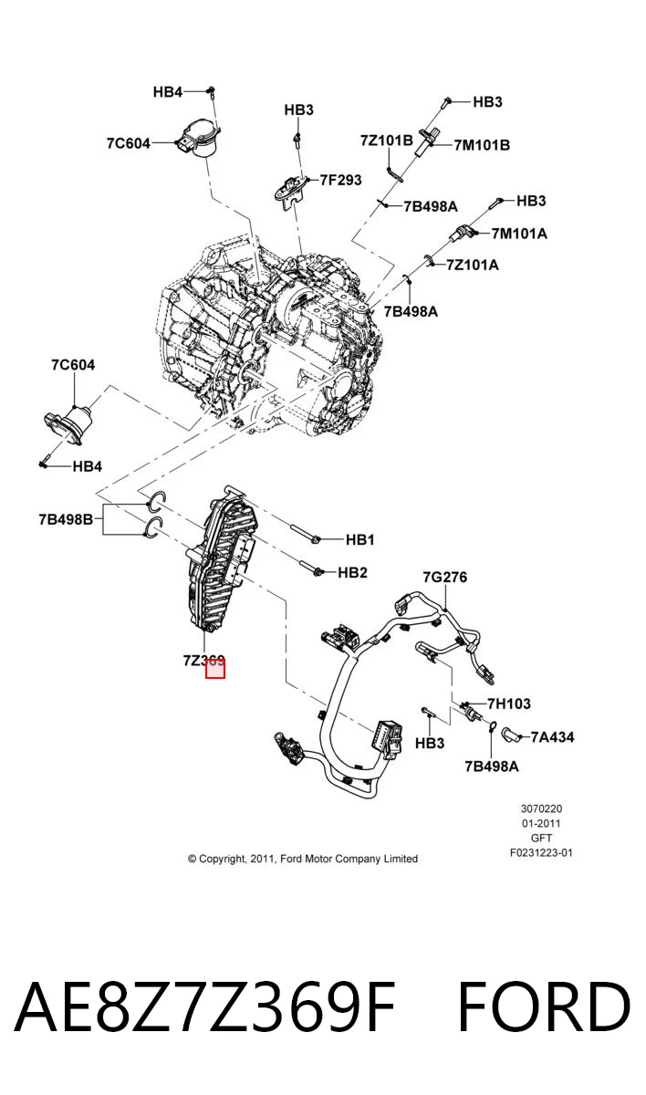 AE8Z7Z369F Ford Módulo de control electrónico de la transmisión automática