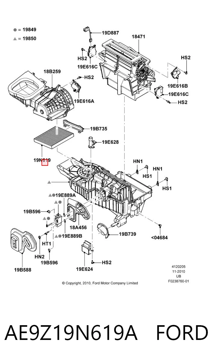 AE9Z19N619A Ford Filtro antipolen