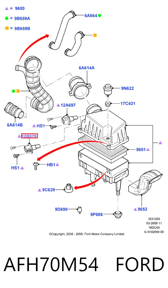 AFH70M54 Ford Sensor de flujo de aire