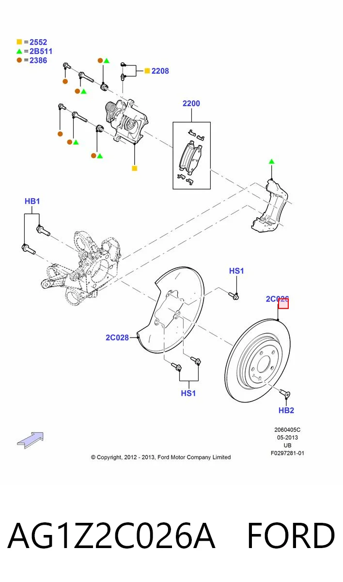 Disco de freno trasero AG1Z2C026A FORD