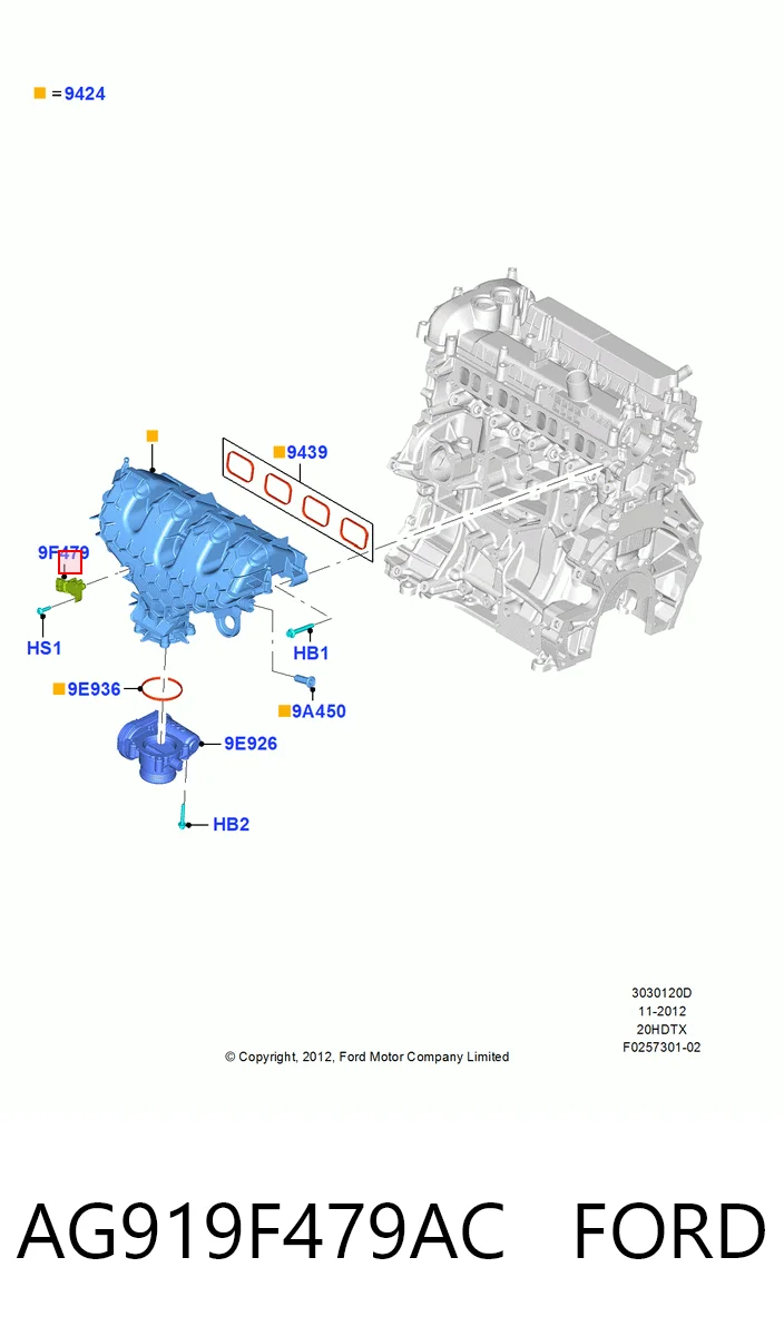 AG919F479AC Ford Sensor De Presion Del Colector De Admision