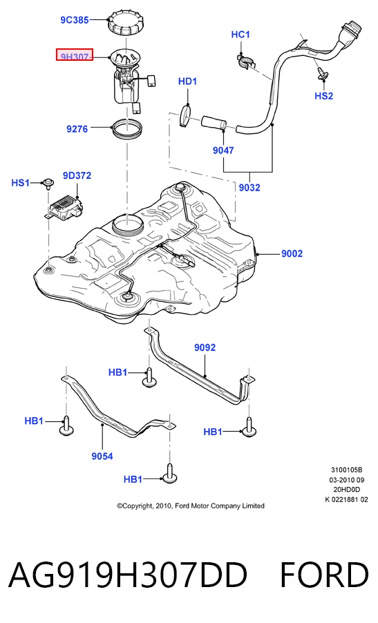 AG919H307DD Ford Módulo de alimentación de combustible