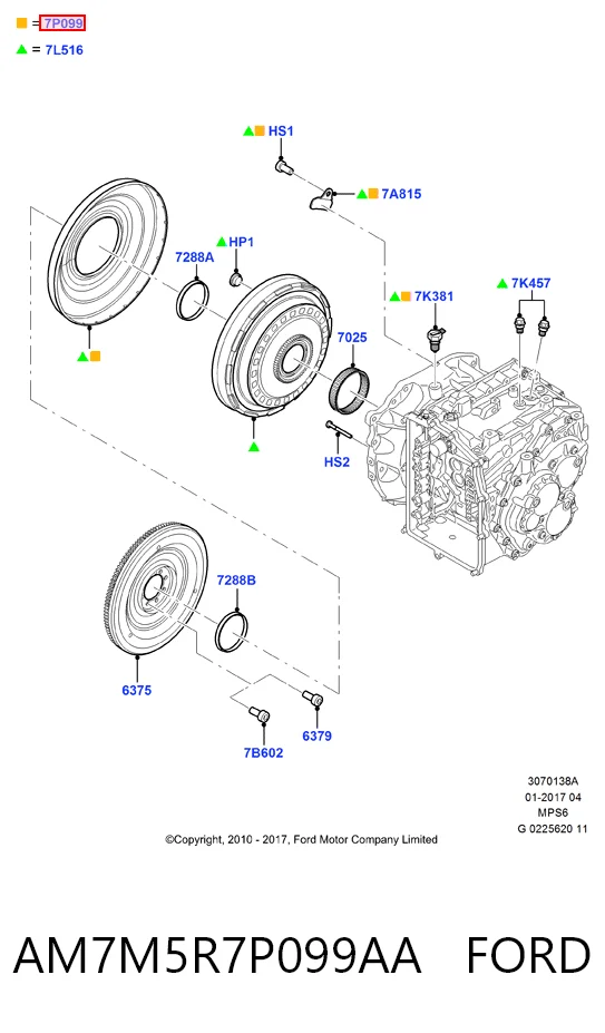 AM7M5R7P099AA Ford Cubierta protectora del convertidor de par