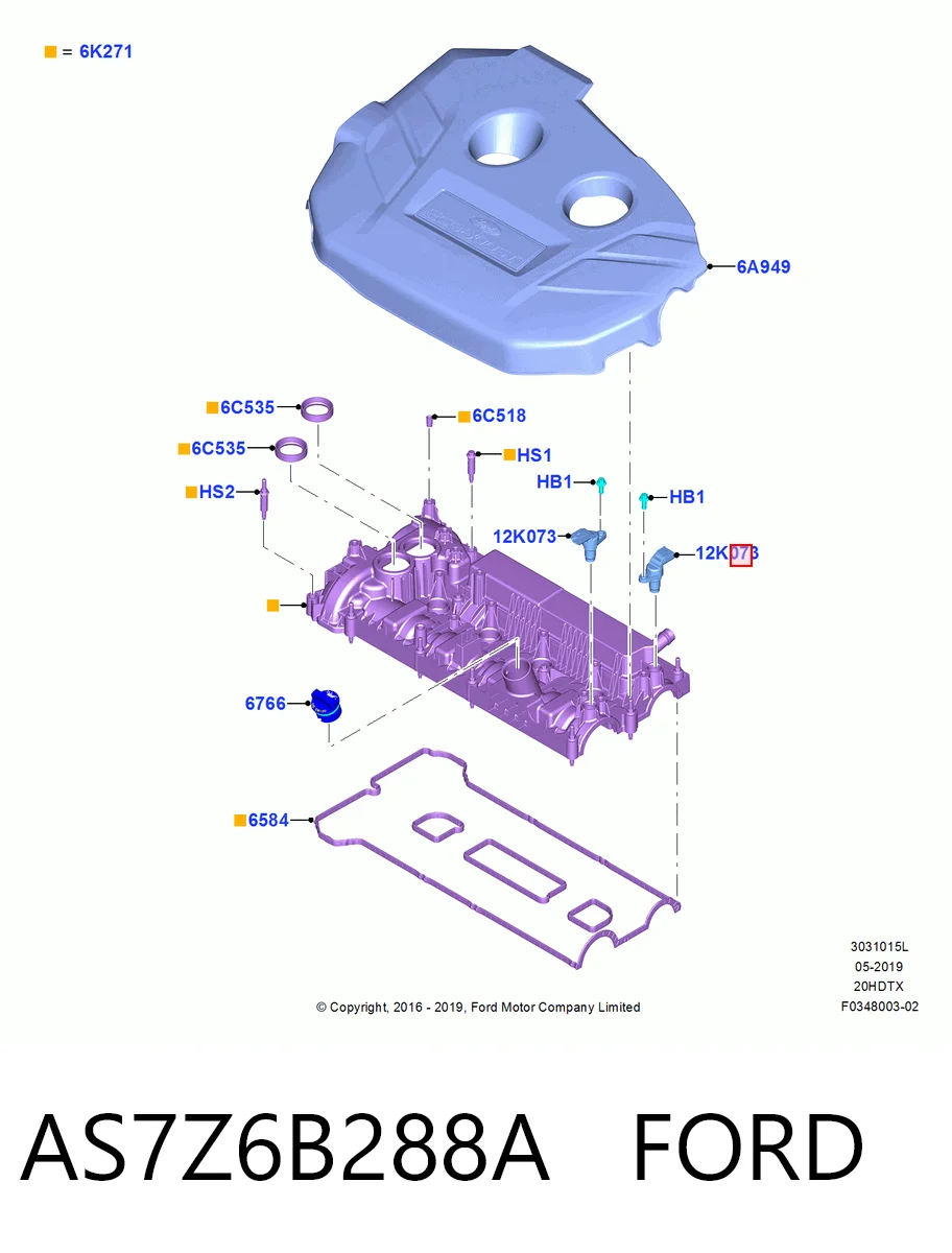 AS7Z6B288A Ford Sensor posición arbol de levas