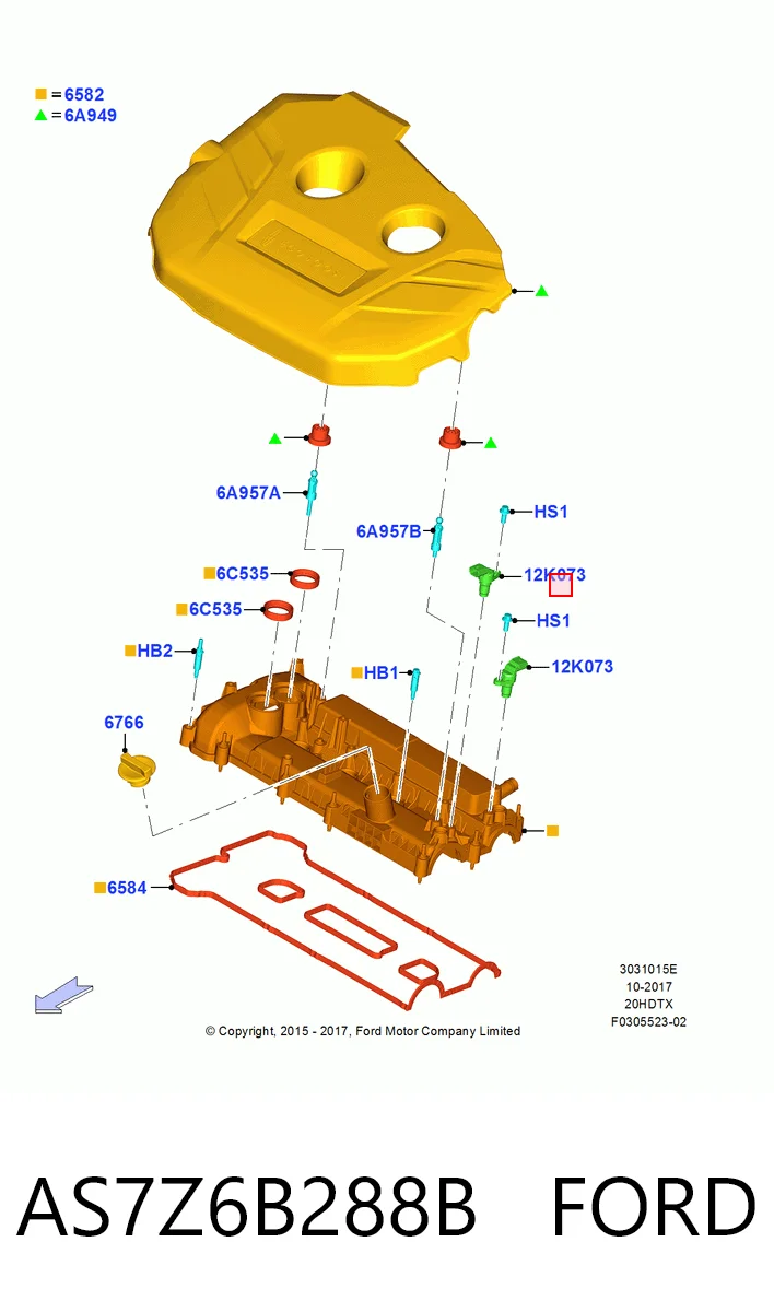 AS7Z6B288B Ford Sensor posición arbol de levas
