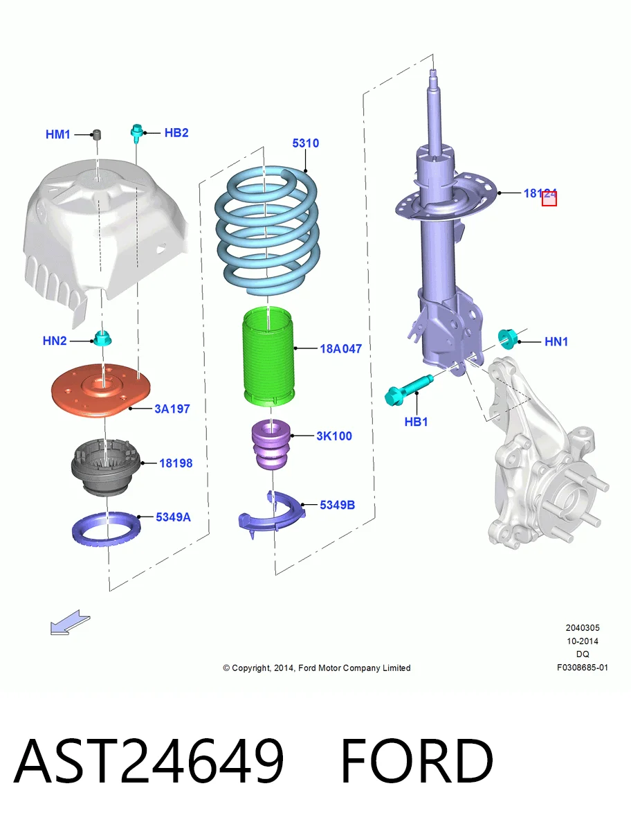 Amortiguador delantero derecho AST24649 FORD