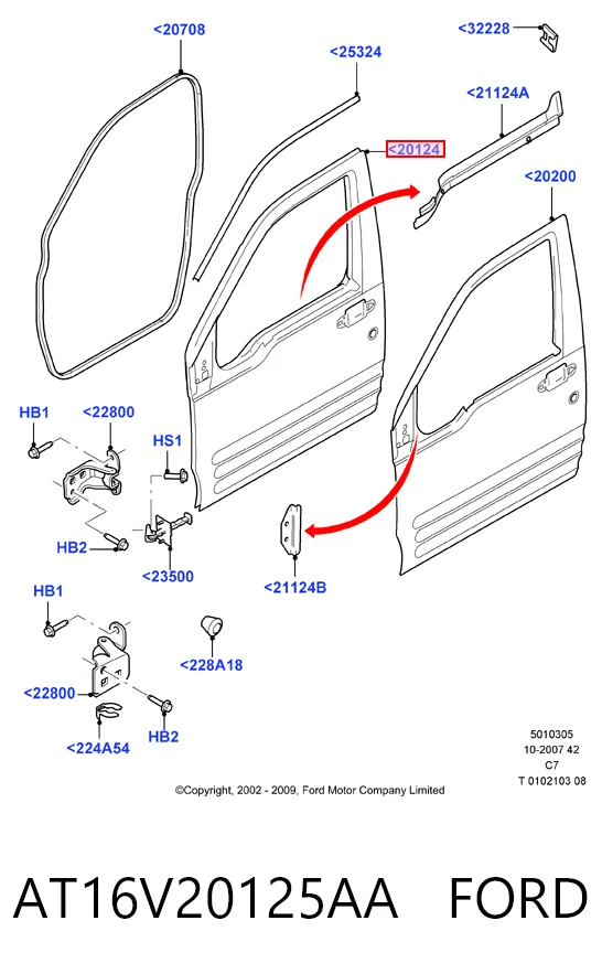 Puerta de coche, delantera, izquierda Ford Connect furgoneta (TC7) (2002 - 2013) precio, desde 145,20 EUR