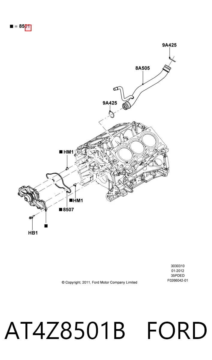 AT4Z8501B Ford Bomba refrigerante coche