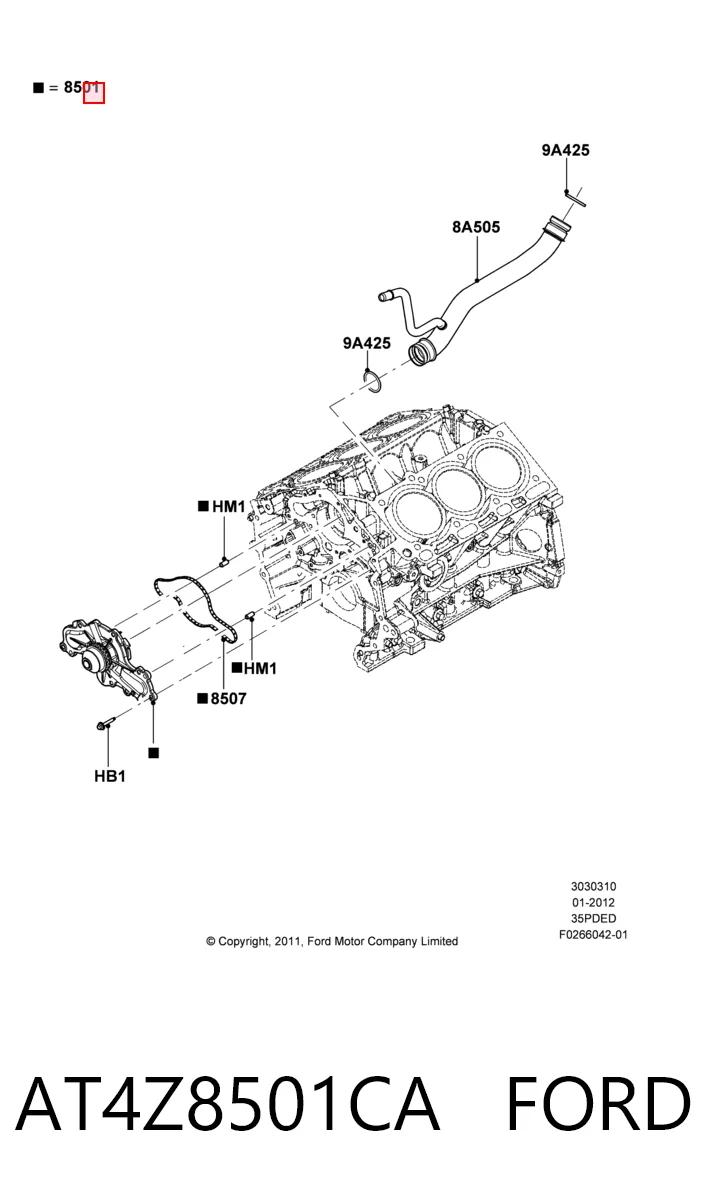 AT4Z8501CA Ford Bomba refrigerante coche