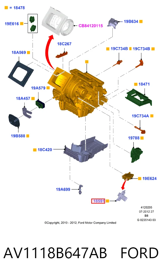 AV1118B647AB Ford Resistencia de calefacción