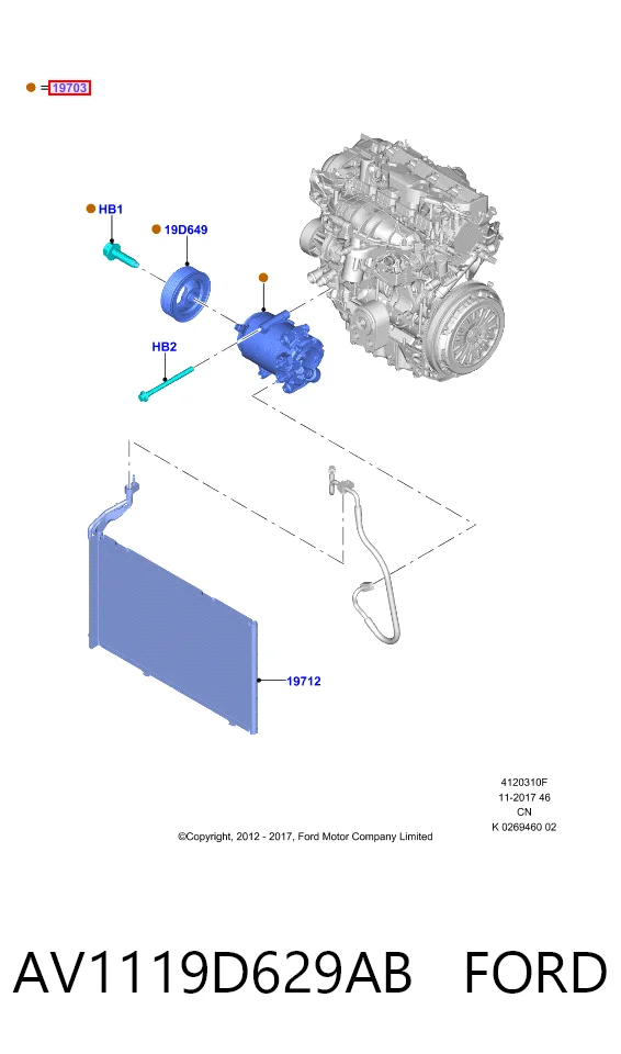 AV1119D629AB Ford Compresor climatizador