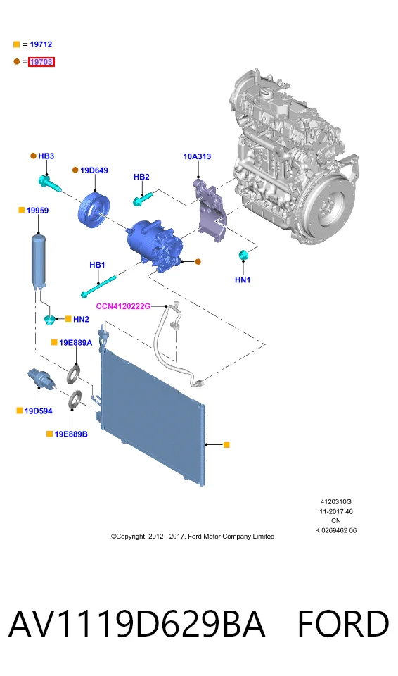 AV1119D629BA Ford Compresor climatizador