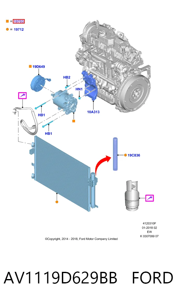 AV1119D629BB Ford Compresor climatizador