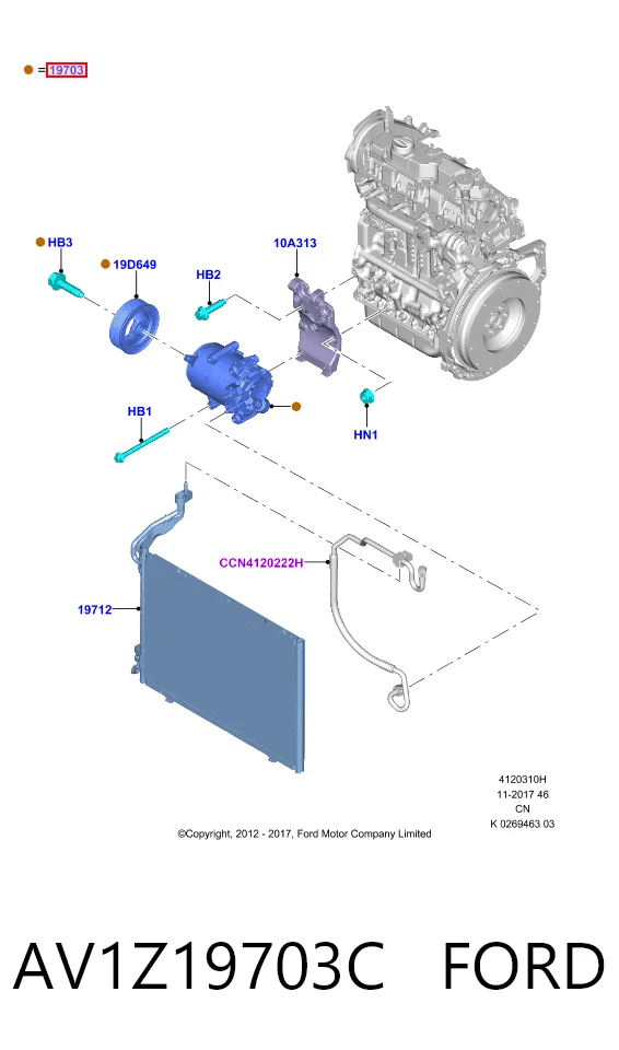 AV1Z19703C Ford Compresor climatizador