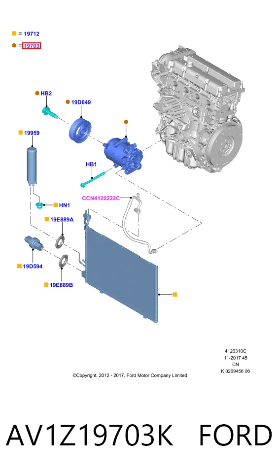 AV1Z19703K Ford Compresor climatizador