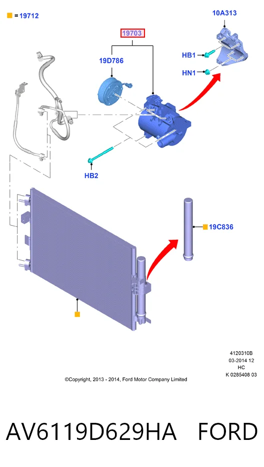 AV6119D629HA Ford Compresor climatizador