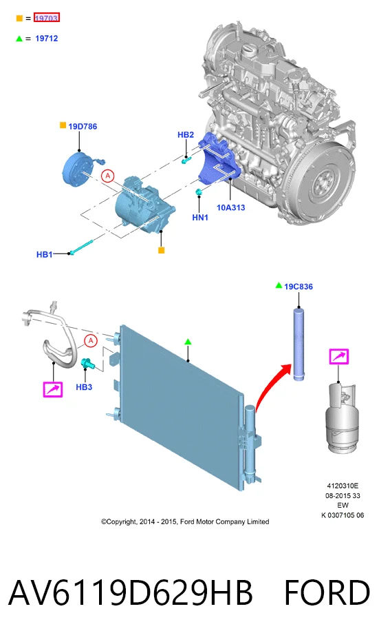 AV6119D629HB Ford Compresor climatizador