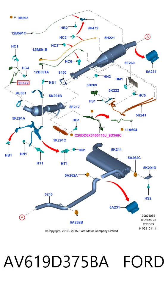 AV619D375BA Ford Sonda lambda (NOx, O2)