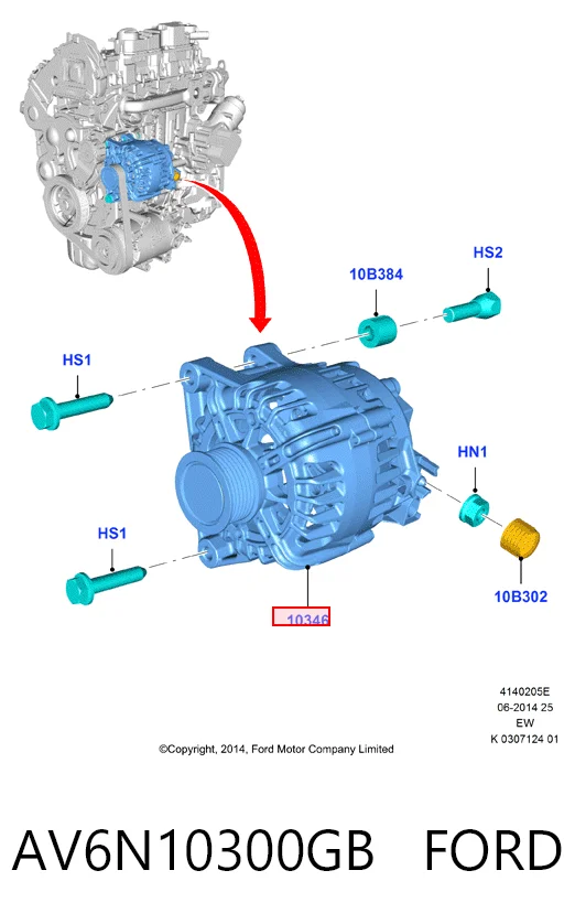AV6N10300GB Ford Alternador de coche