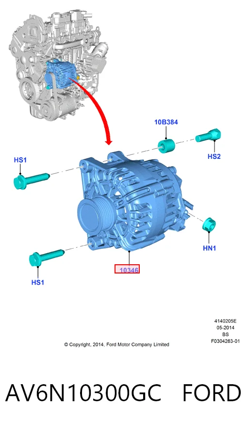 AV6N10300GC Ford Alternador de coche