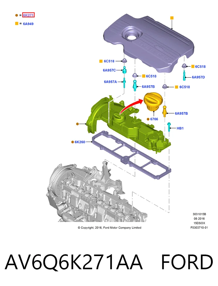 AV6Q6K271AA Ford Tapa de culata