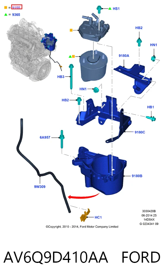 AV6Q9D410AA Ford Filtro de gasolina
