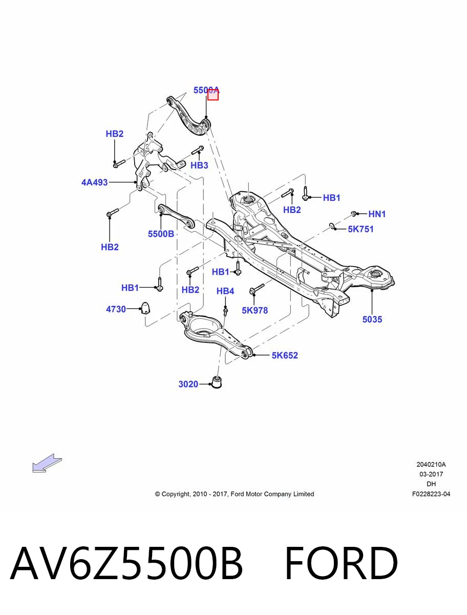 AV6Z5500B Ford Brazo superior de suspensión trasera izquierdo/derecho