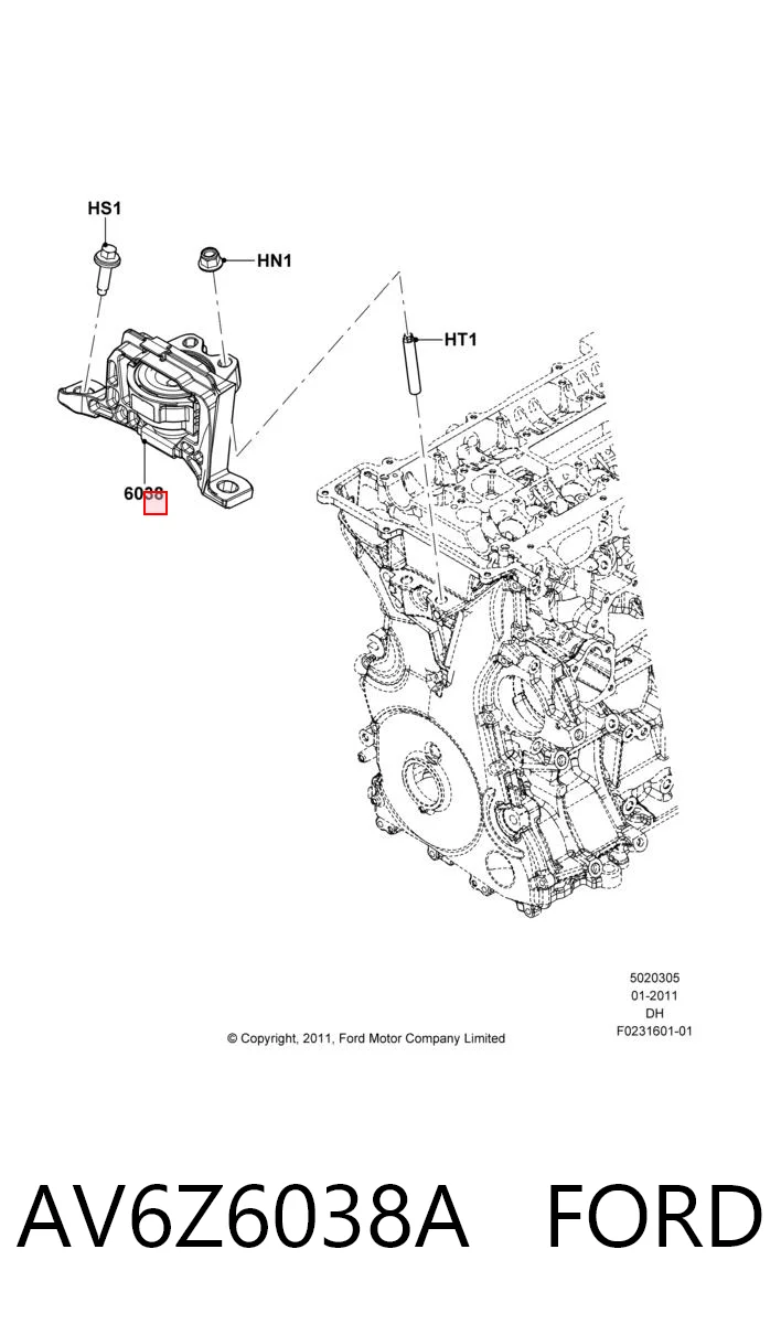 AV6Z6038A Ford Soporte de motor derecho