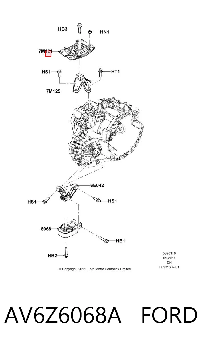 AV6Z6068A Ford Soporte superior izquierdo del motor
