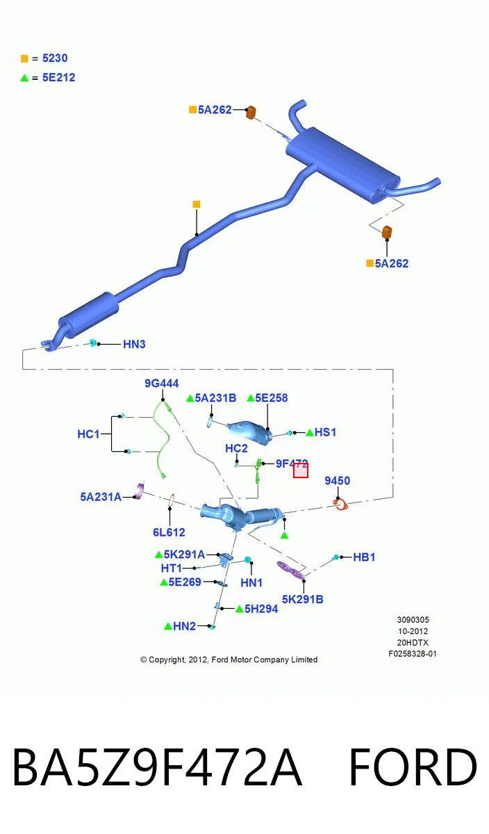 BA5Z9F472A Ford Sensor de oxígeno previo al catalizador