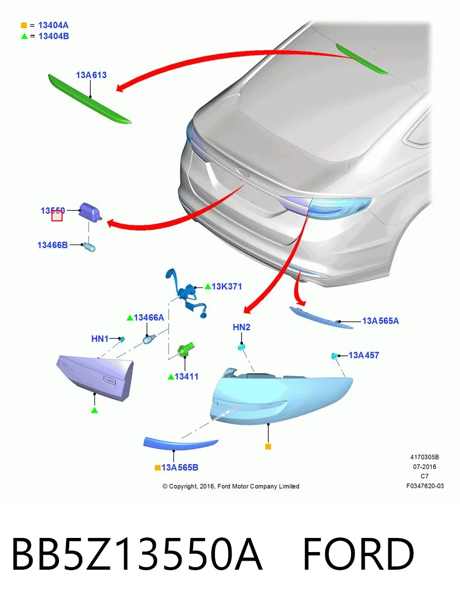 BB5Z13550A Ford Luz de matricula