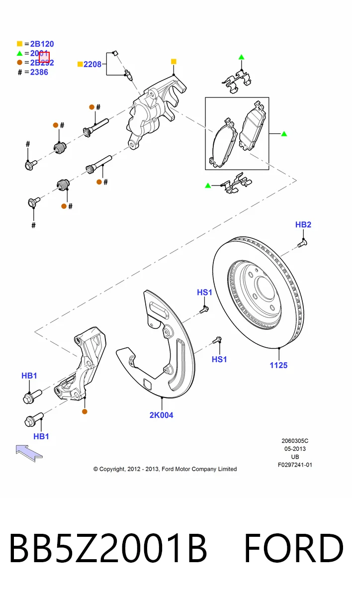 BB5Z2001B Ford Pastillas delanteras