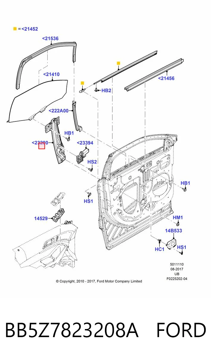 Mecanismo levanta, puerta delantera derecha para Ford Explorer  U5