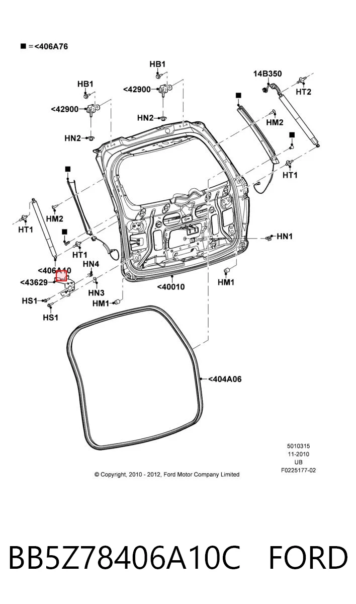 BB5Z78406A10C Ford Amortiguador de porton