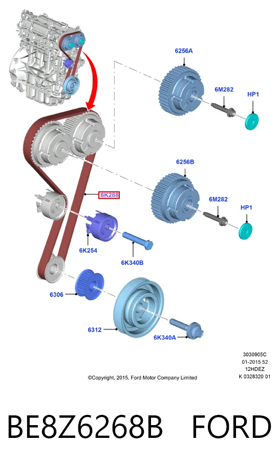 BE8Z6268B Ford Correa dentada